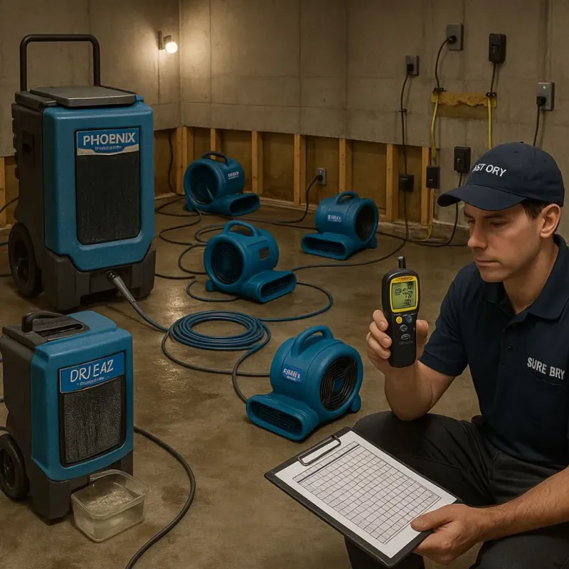 Structural Drying and Dehumidification process in Gales Ferry, CT